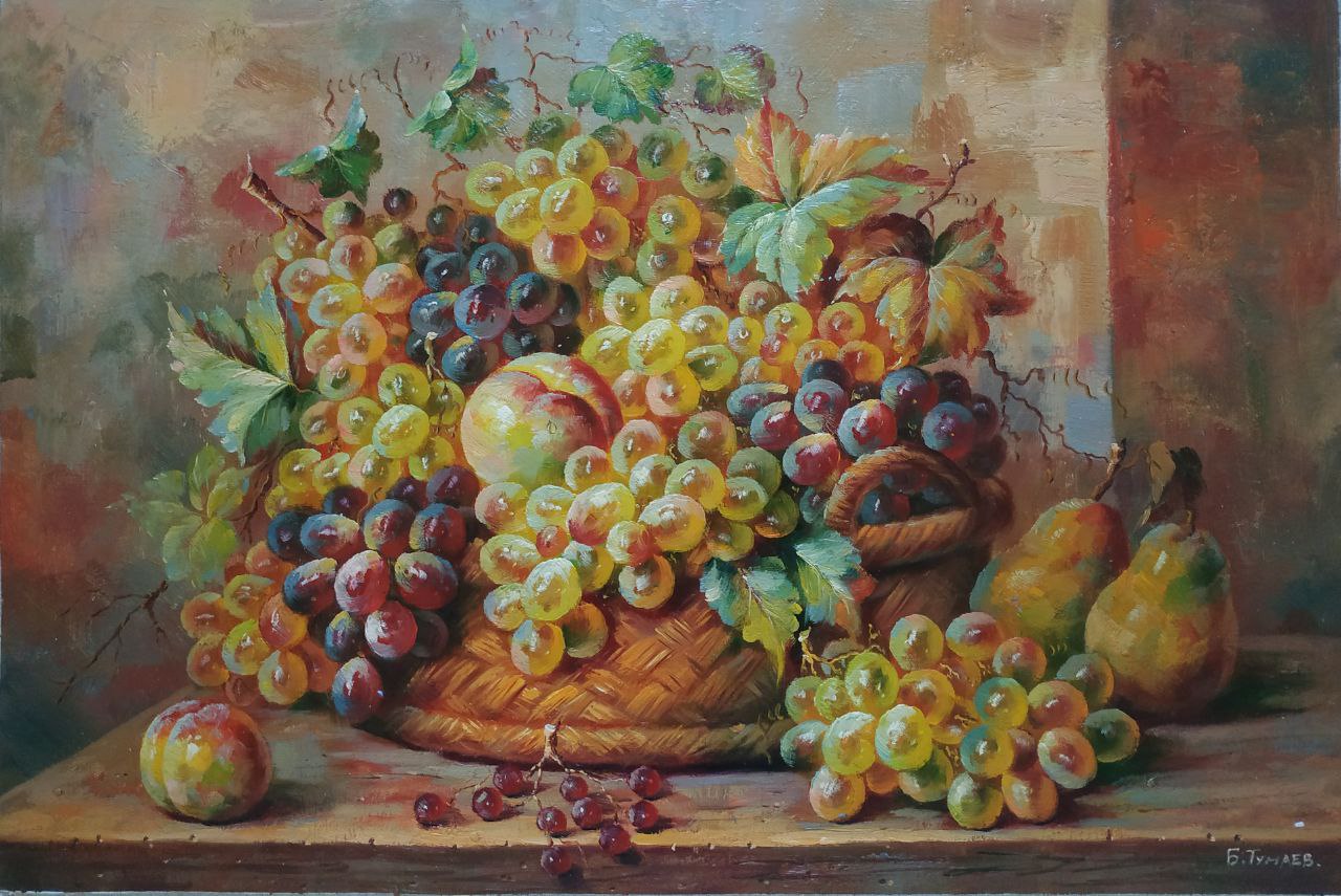 Картина маслом Натюрморт с виноградом 60х90